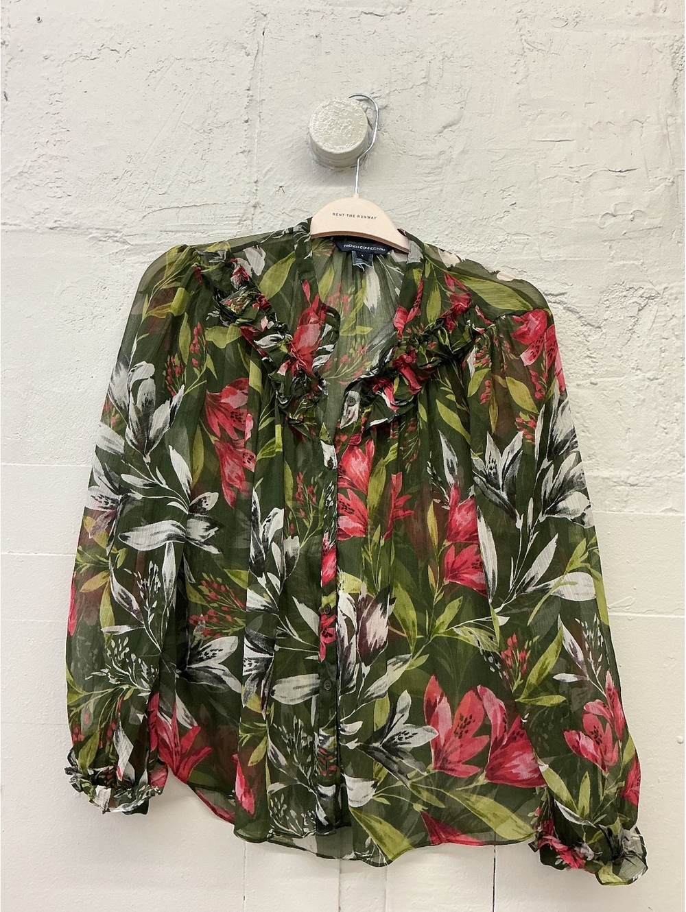 French Connection Floral Sheer Blouse